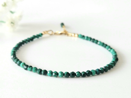 Malachite facet cut beaded bracelet, 14k goldfilled - 925 sterling silver