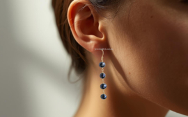 Freshwater pearl earrings dark blue 14k gold-filled & 925 sterling silver