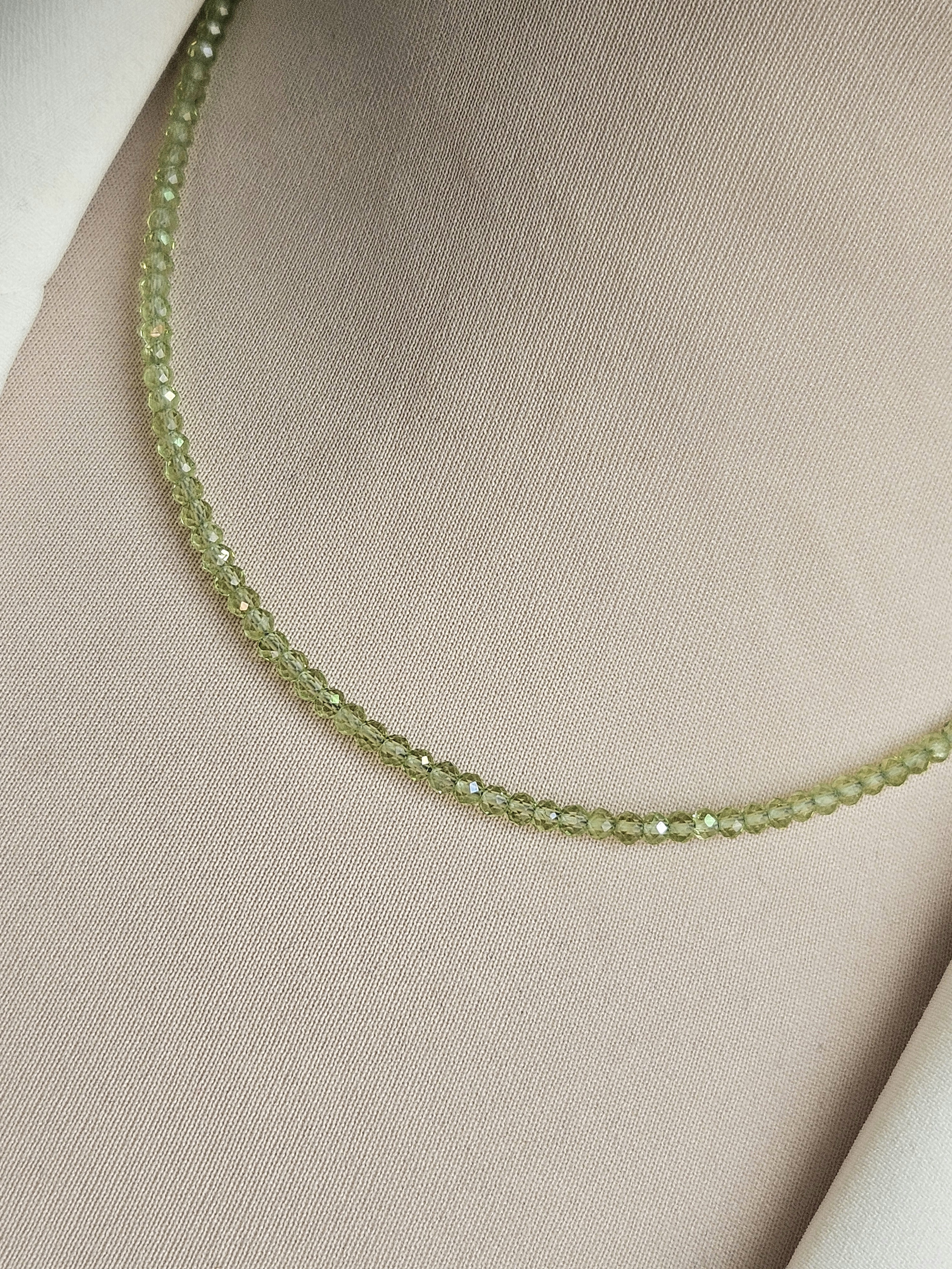 Peridoot kralen ketting facet geslepen, AAA kwaliteit , leverbaar 14k goldfilled - 925 sterling zilver