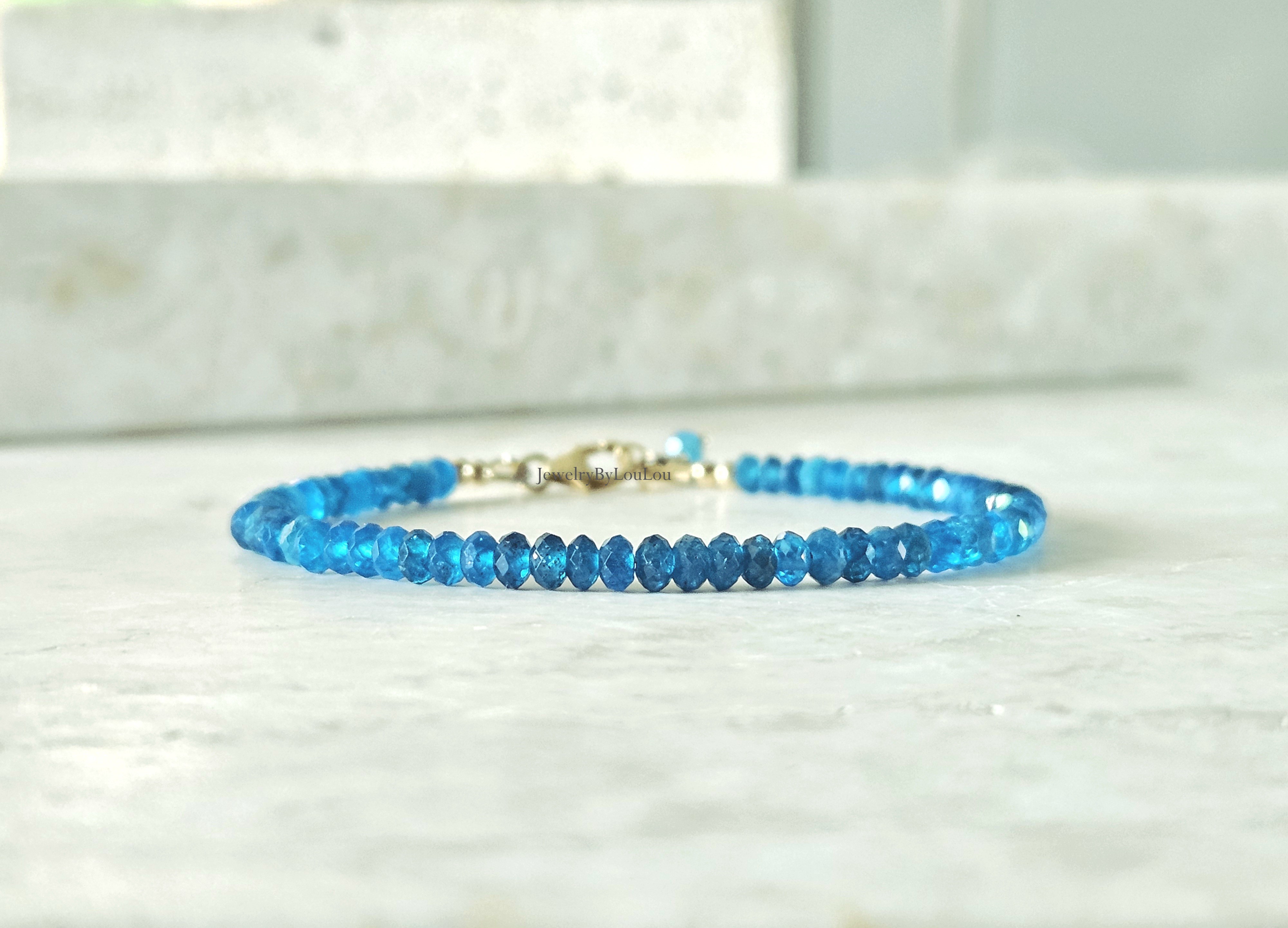 Neon Apatiet edelstenen kralen armband, leverbaar 14k goldfilled - 925 sterling zilver