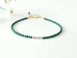 Malachite amethyst bracelet 14k goldfilled  - 925 sterling silver