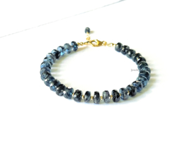 Teal blauwe Kyaniet kralen armband, 14k goldfilled - 925 sterling zilver