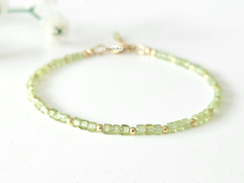 Peridoot kralen armband, 14k goldfilled & 925 sterling zilver