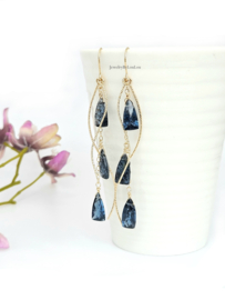 Teal blue Kyaniet oorbellen  14k goldfilled