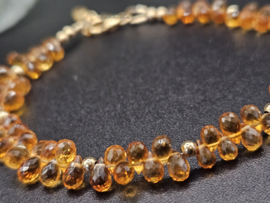 Citrien edelstenen kralen armband, leverbaar 14k goldfilled - 925 sterling zilver