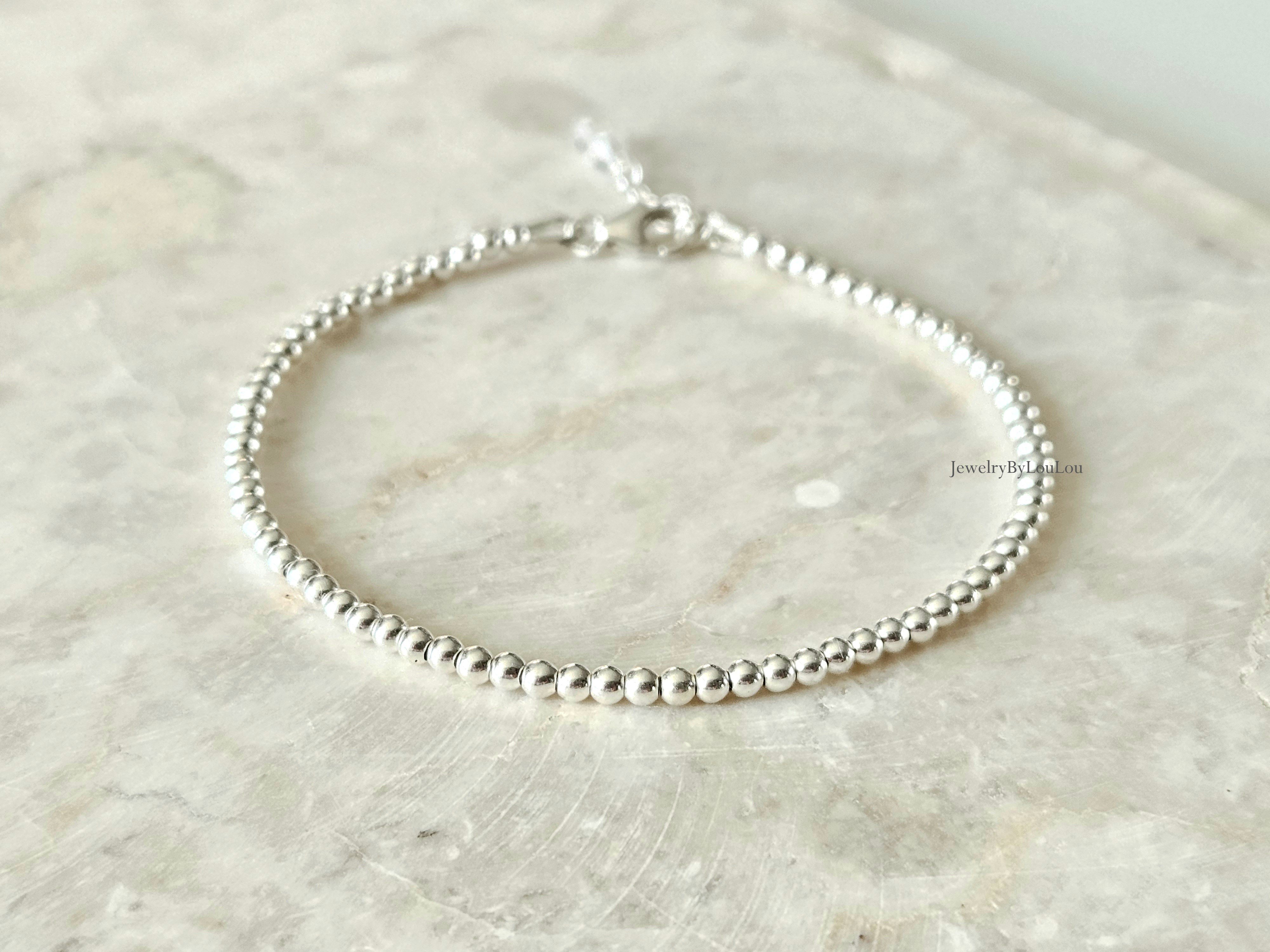 925 sterling zilver kralen armband 2.5mm, leverbaar met sluiting - elastiek