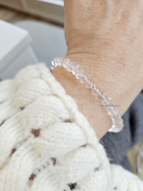 Rozenkwarts kralen armband, leverbaar 14k goldfilled - 925 sterling zilver