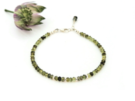 Groene Toermalijn kralen armband, leverbaar 14k goldfilled - 925 sterling zilver