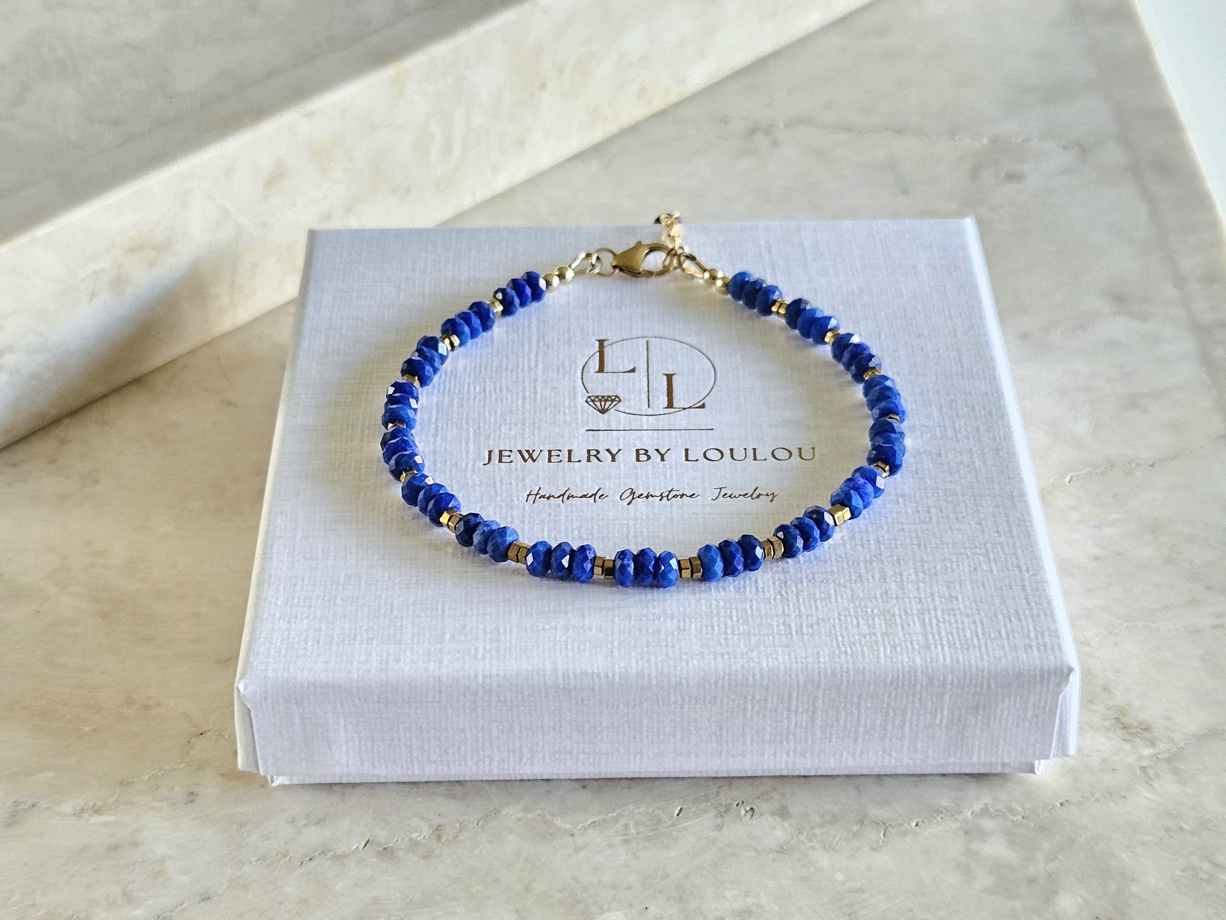 AAA Lapis Lazuli kralen armband, 14k goldfilled - 925 sterling zilver