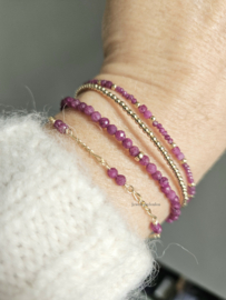 Robijn kralen armband , 14k goldfilled & 925 sterling zilver