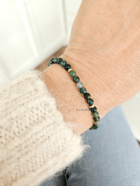 Groene Mos agaat kralen armband, 14k goldfilled - 925 sterling zilver