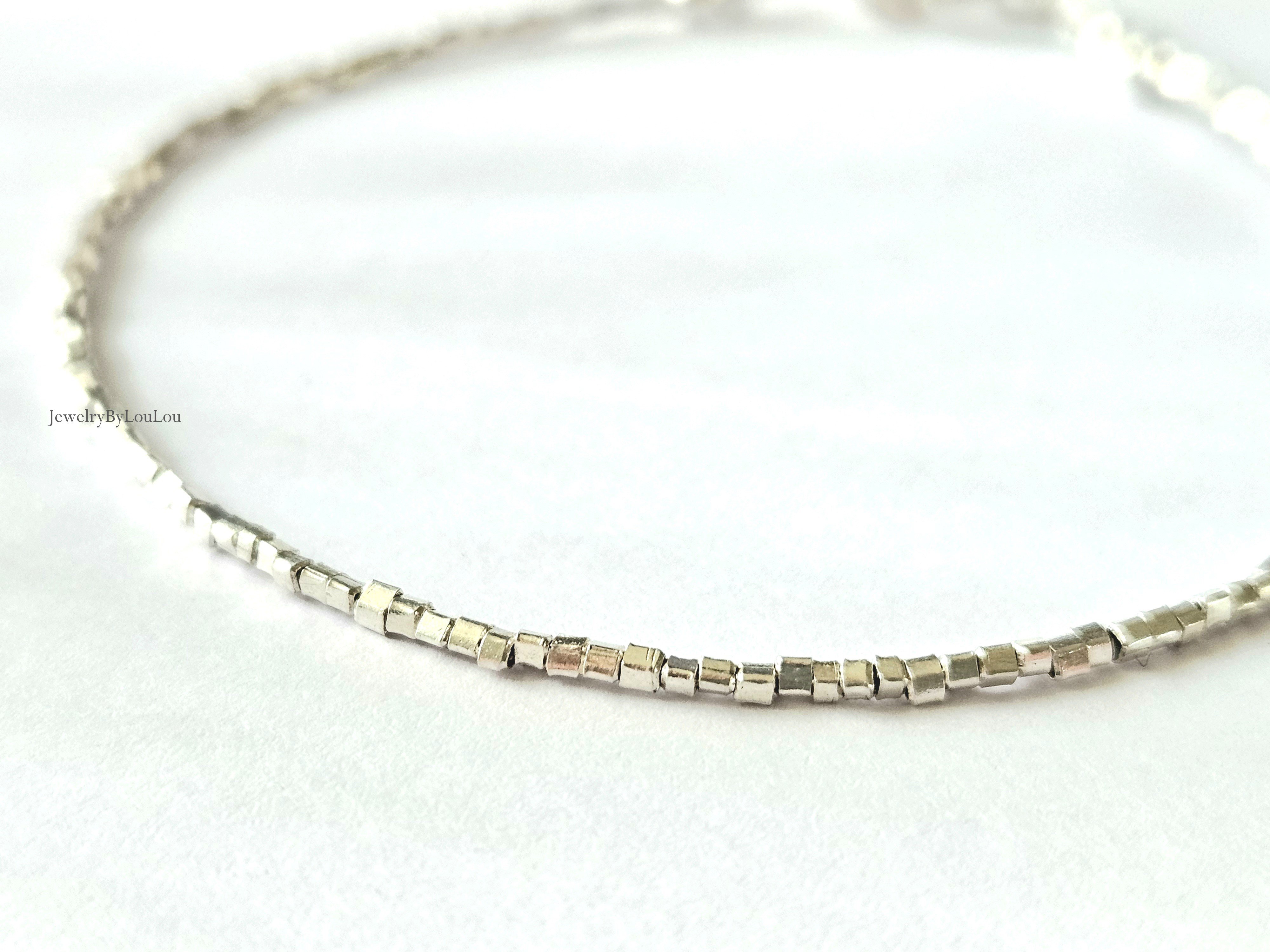 925 sterling silver hill tribe beaded braclet 1mm