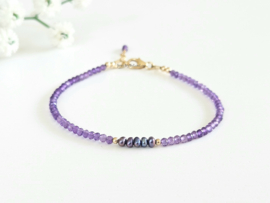 Amethyst and freshwater pearl bracelet 925 sterling silver - 14k goldfilled