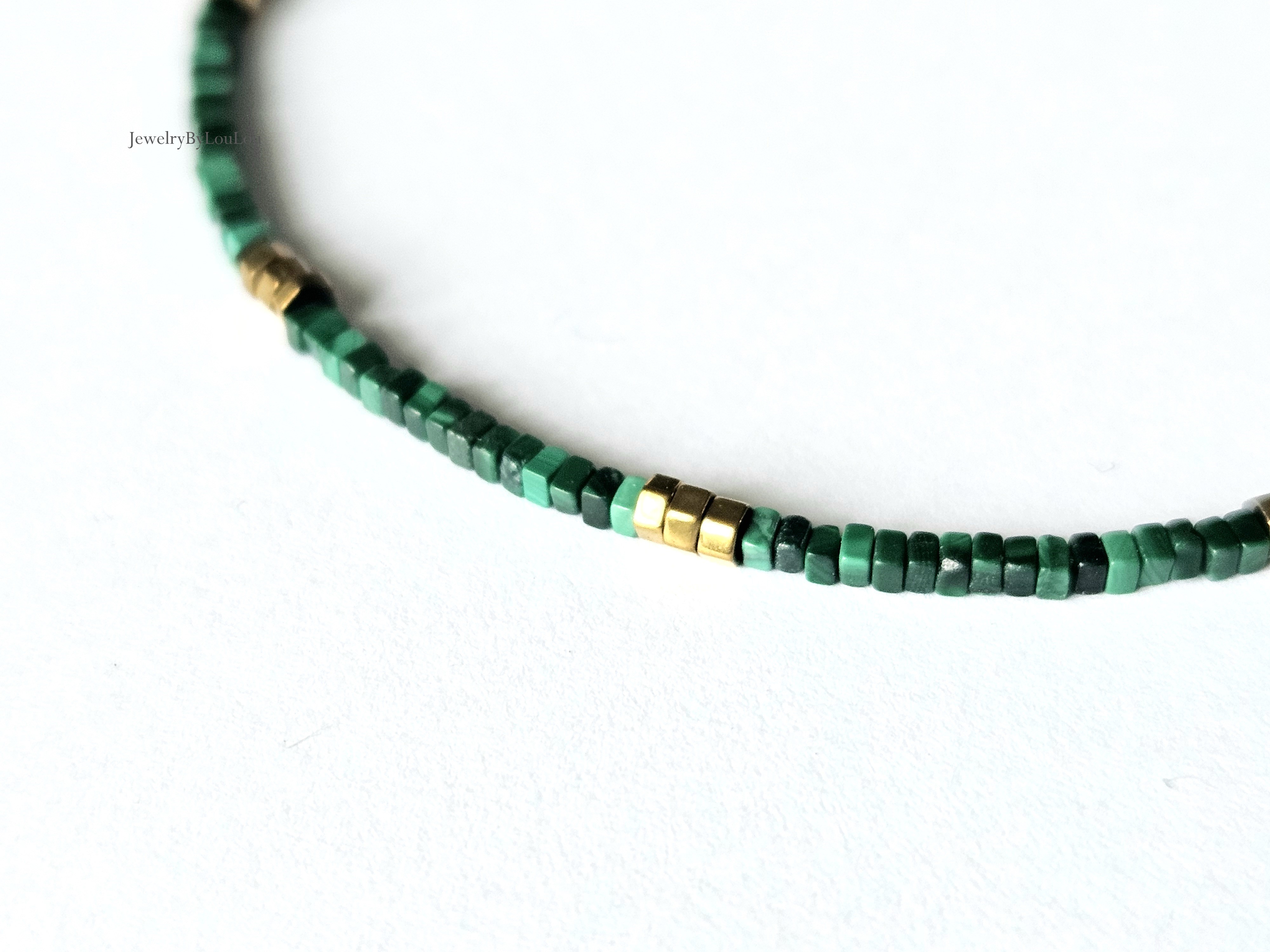 Malachiet armband  14k goldfilled  - 925 sterling zilver