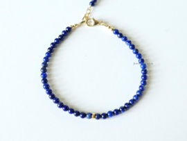 AAA Lapis Lazuli  kralenarmband, 14k goldfilled - 925 sterling zilver