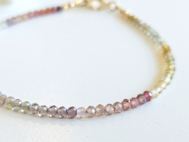 Tundra Sapphire gemstone beaded bracelet, 14k goldfilled & 925 sterling silver