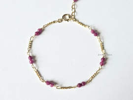 Fiagaro schakelarmband Robijn, 14k goldfilled & 925 sterling zilver
