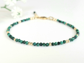 Malachite beaded bracelet  14k goldfilled  - 925 sterling silver