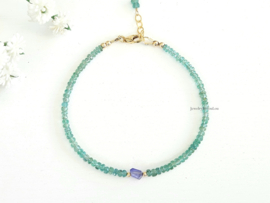 Zambiaanse Smaragd en Tanzaniet kralen armband     925 sterling zilver   -   14k goldfilled