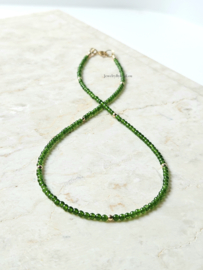 Groene Jade kralen ketting-choker 14k goldfilled - 925 sterling zilver
