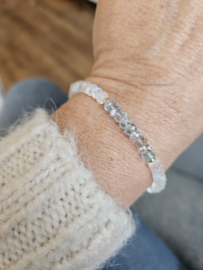 Moonstone and aquamarine bracelet, 14k goldfilled & 925 sterling silver