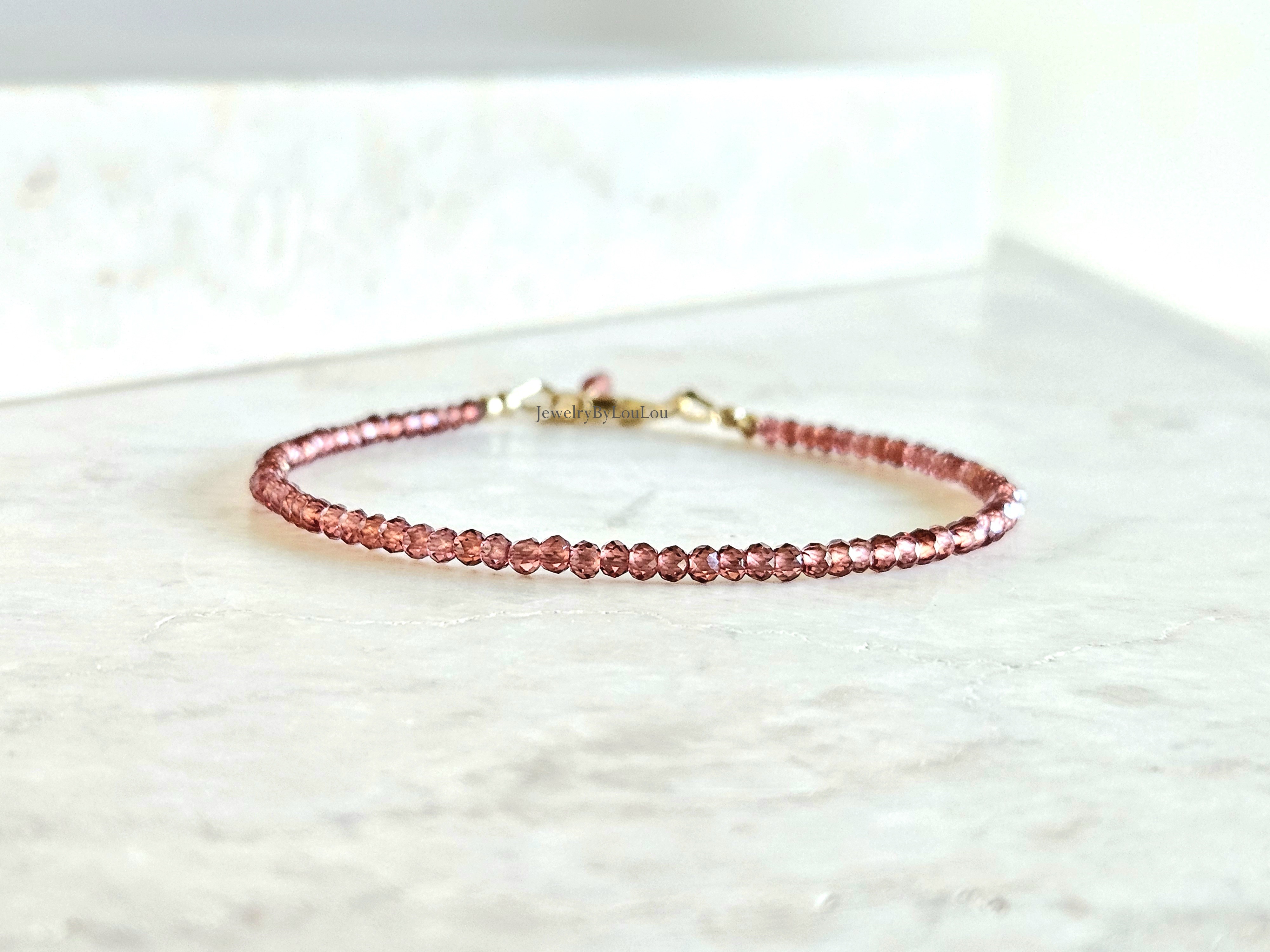 AAA Malaya Granaat  kralen armband  14k goldfilled - 925 sterling zilver
