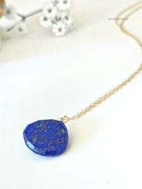 Ketting met Lapis Lazuli hanger, 14k goldfilled 925 sterling zilver