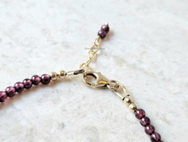Rhodolite Garnet beaded bracelet, 14k gold-filled & 925 sterling silver