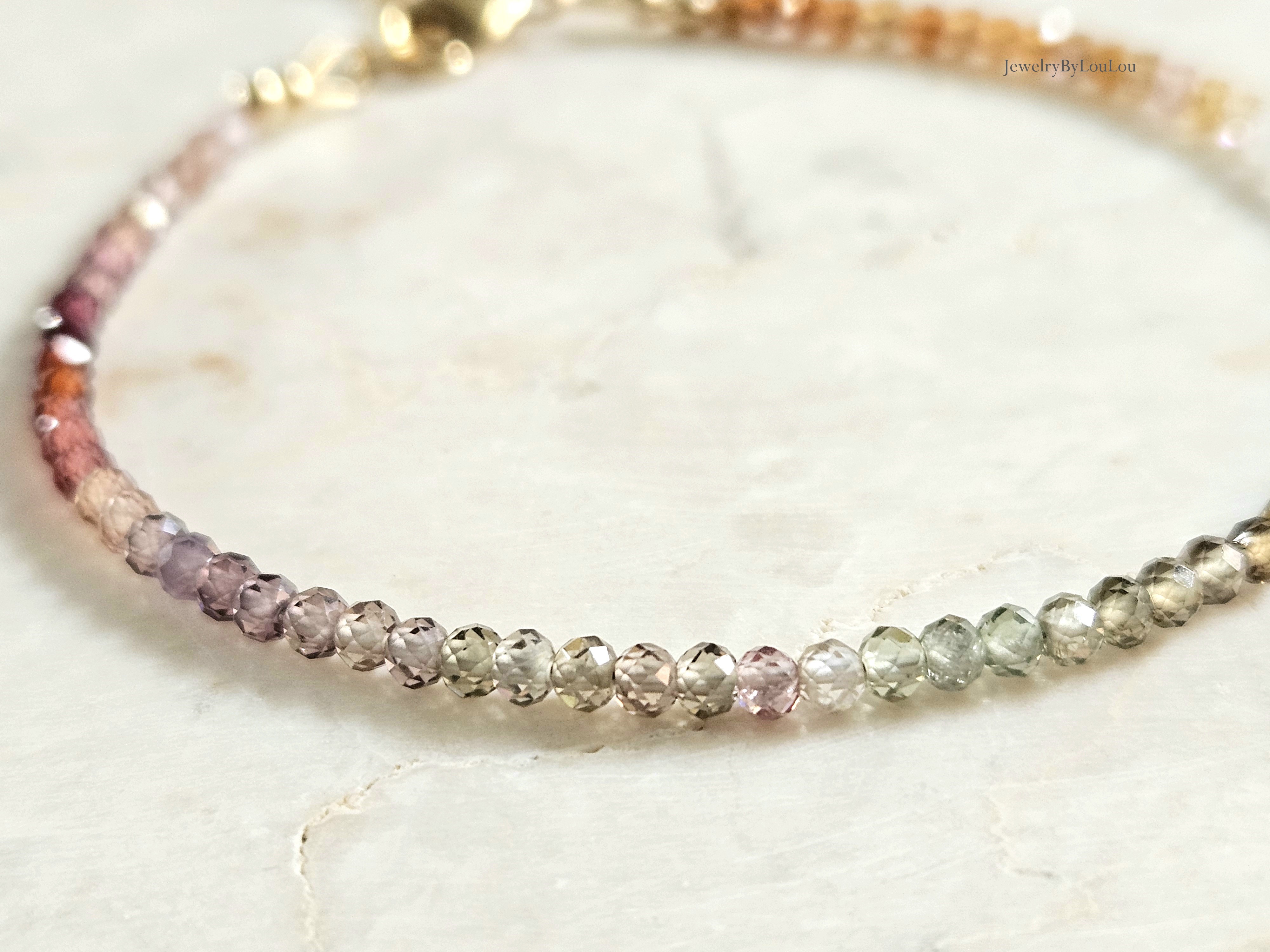 Toendra Saffier edelstenen kralen armband, 14k goldfilled & 925 sterling zilver