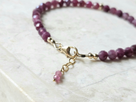 Roze Rubelliet Toermalijn armband, 14k goldfilled & 925 sterling zilver