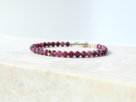 Pink Rubellite Tourmaline bracelet, 14k gold-filled and 925 sterling silver
