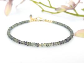 Groene Saffier armband,  14k goldfilled - 925 sterling zilver