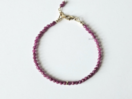 Robijn kralen armband , 14k goldfilled & 925 sterling zilver