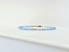 Santa Maria Aquamarijn kralen armbandje, 14k goldfilled & 925 sterling zilver