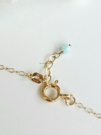 Fijn kettinkje met Peruaanse Opaal hanger - 14k goldfilled 925 sterling zilver