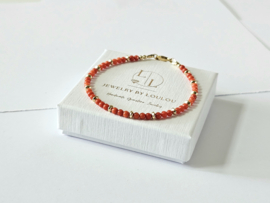Italian coral beaded bracelet, 14k goldfilled & 925 sterling silver