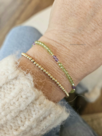 Peridot and Amethyst gemstone beaded bracelet, 14k goldfilled & 925 sterling silver