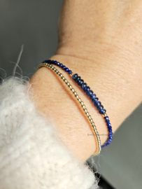 Lapis Lazuli  en Kyaniet kralenarmband, 14k goldfilled - 925 sterling zilver