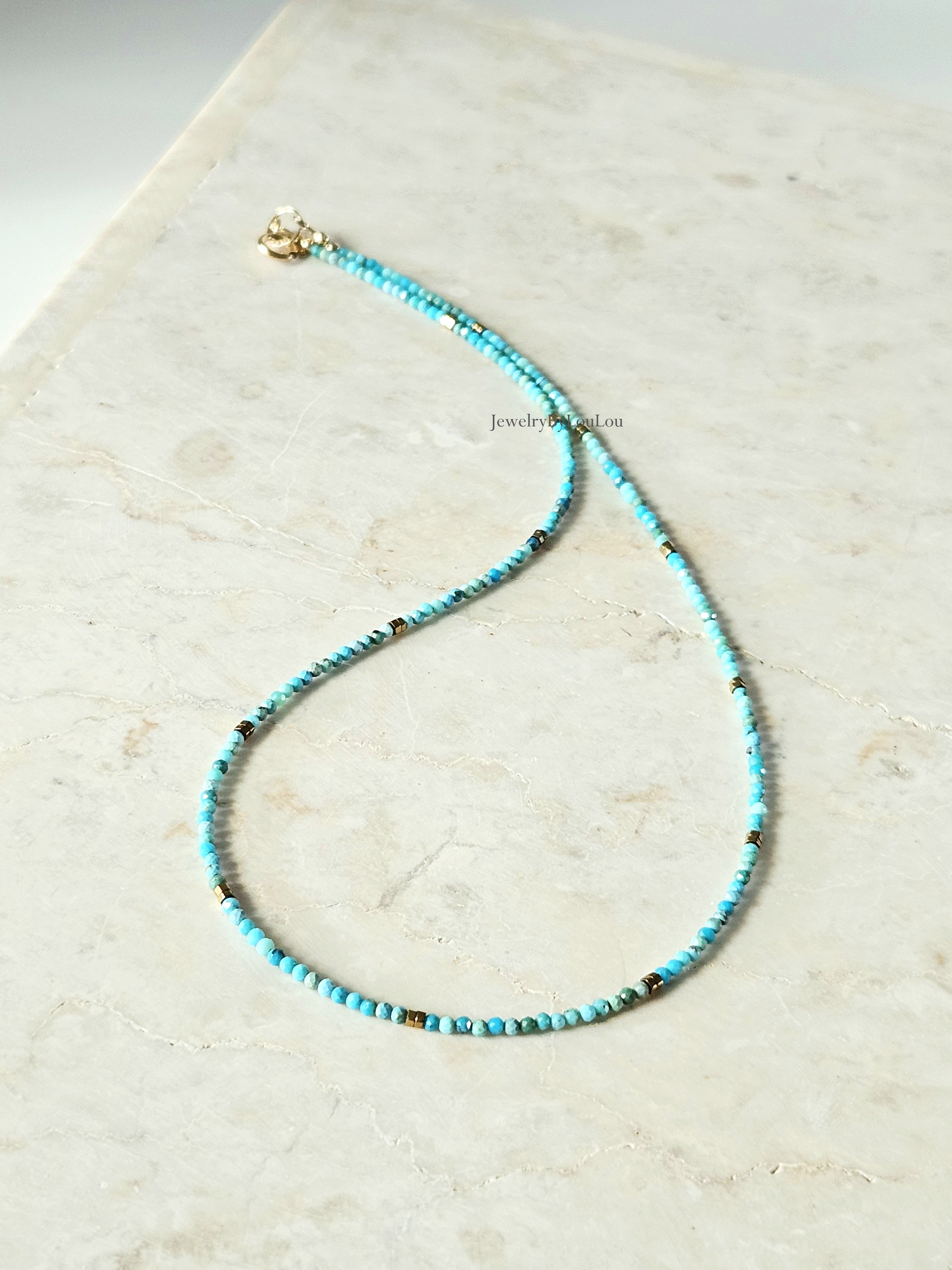 Arizona Turquoise beaded necklace, 14k goldfilled - 925 sterling silver