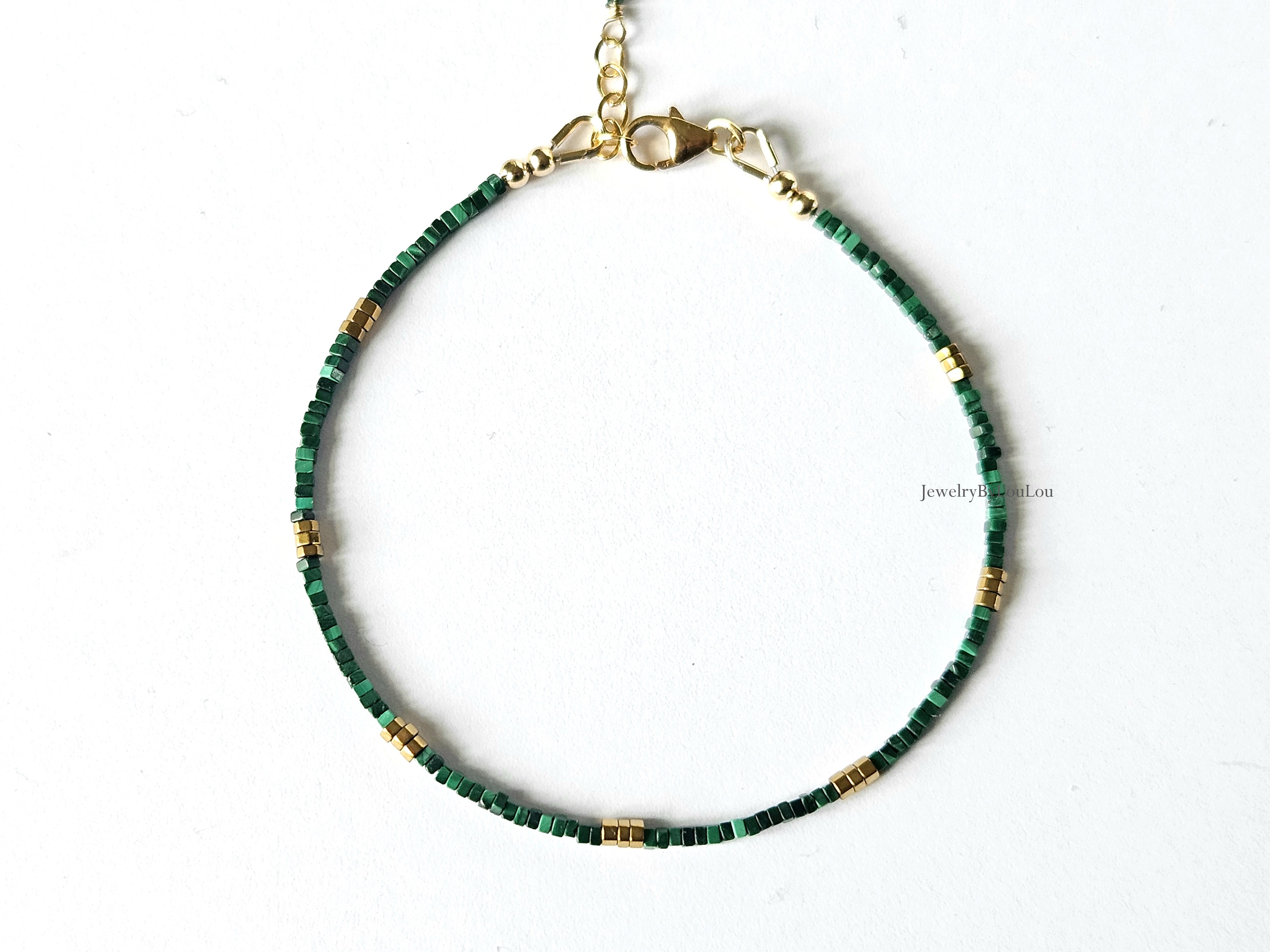 Malachiet armband  14k goldfilled  - 925 sterling zilver