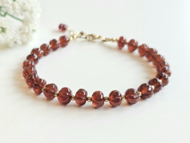 Granaat kralen armband  14k goldfilled 925 sterling zilver