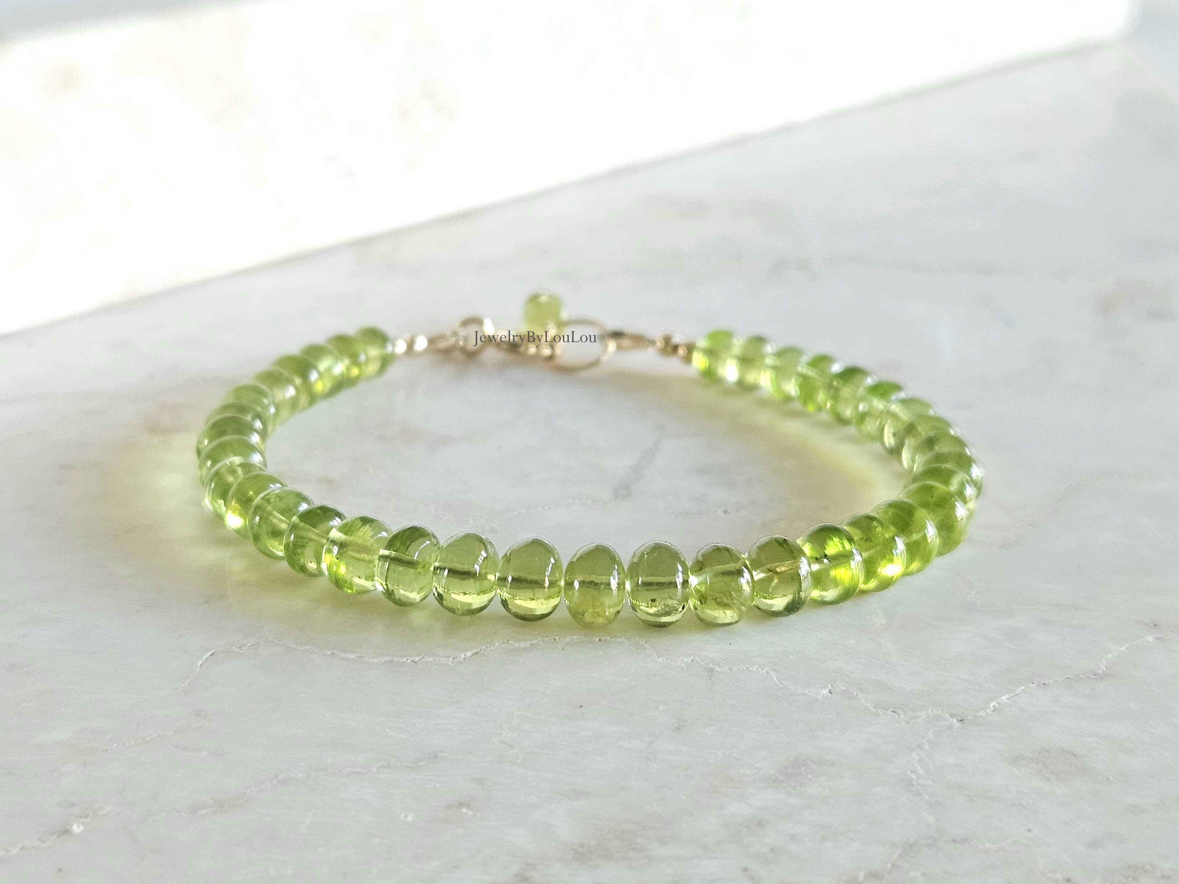 AAA kwaliteit Peridoot edelstenen kralen armband, 14k goldfilled & 925 sterling zilver