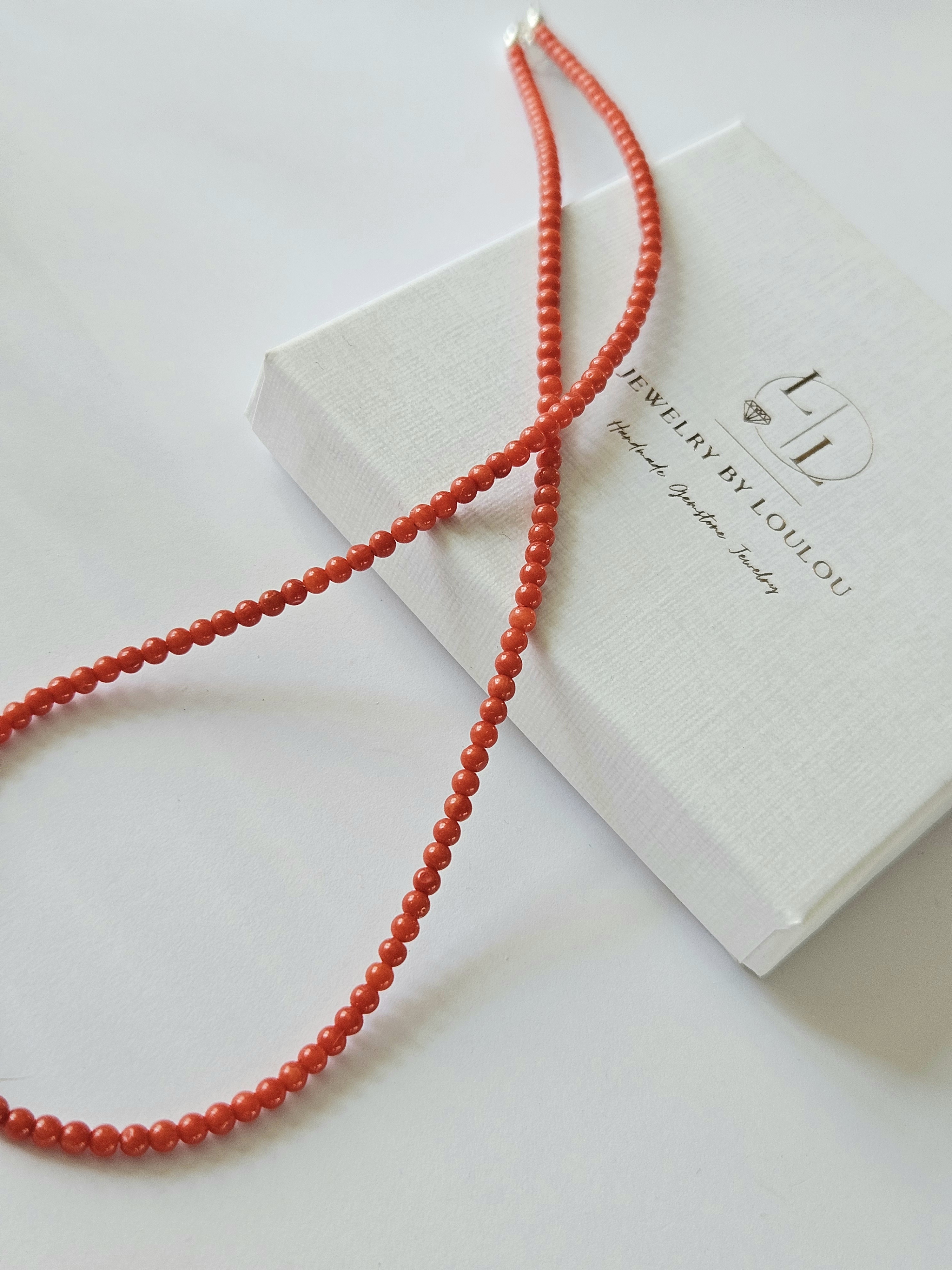 Italiaanse Koraal kralen ketting 3mm, 14k goldfilled - 925 sterling zilver