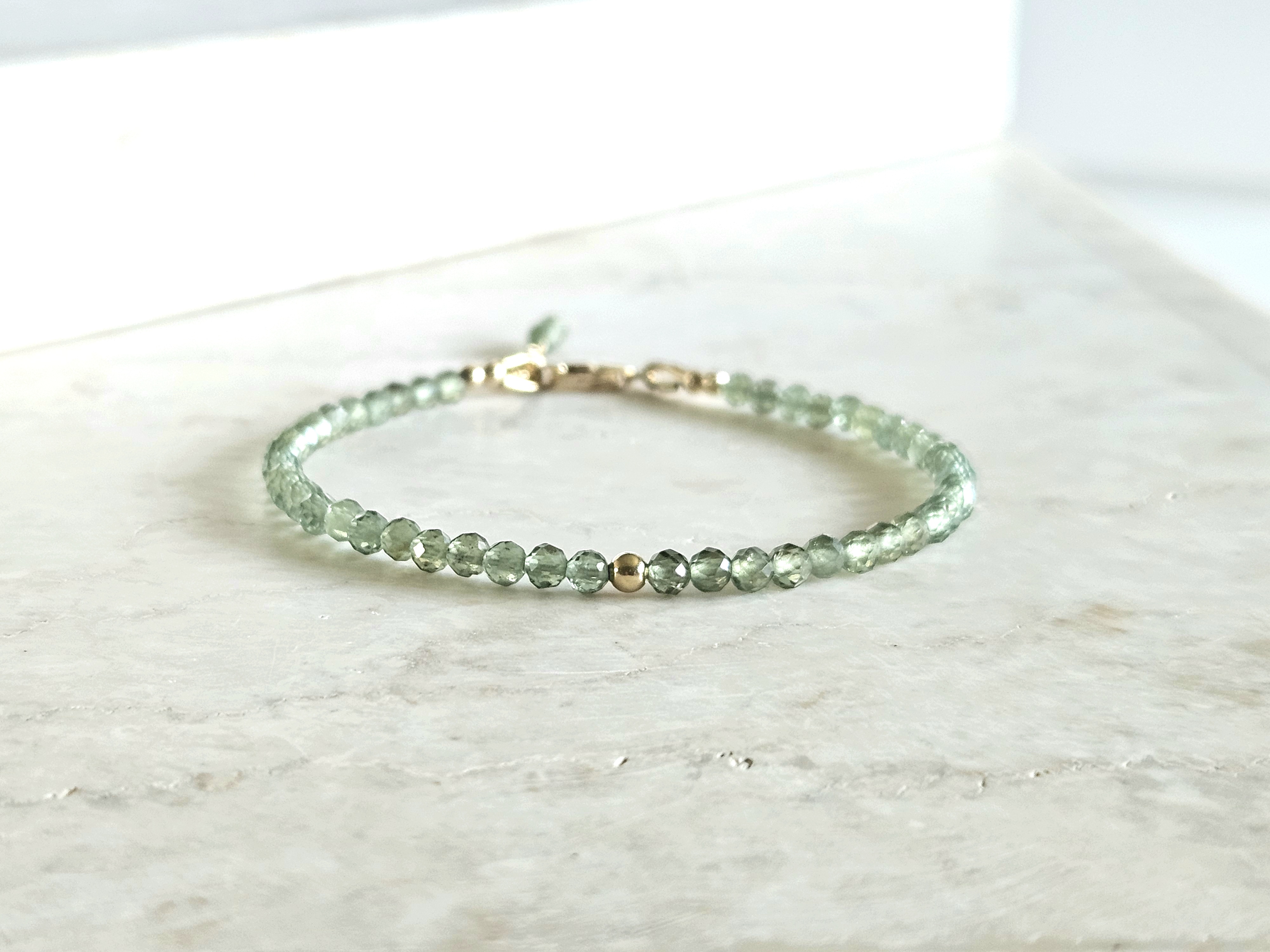 AAA groene Apatiet edelstenen kralen armband  14k goldfilled - 925 sterling zilver