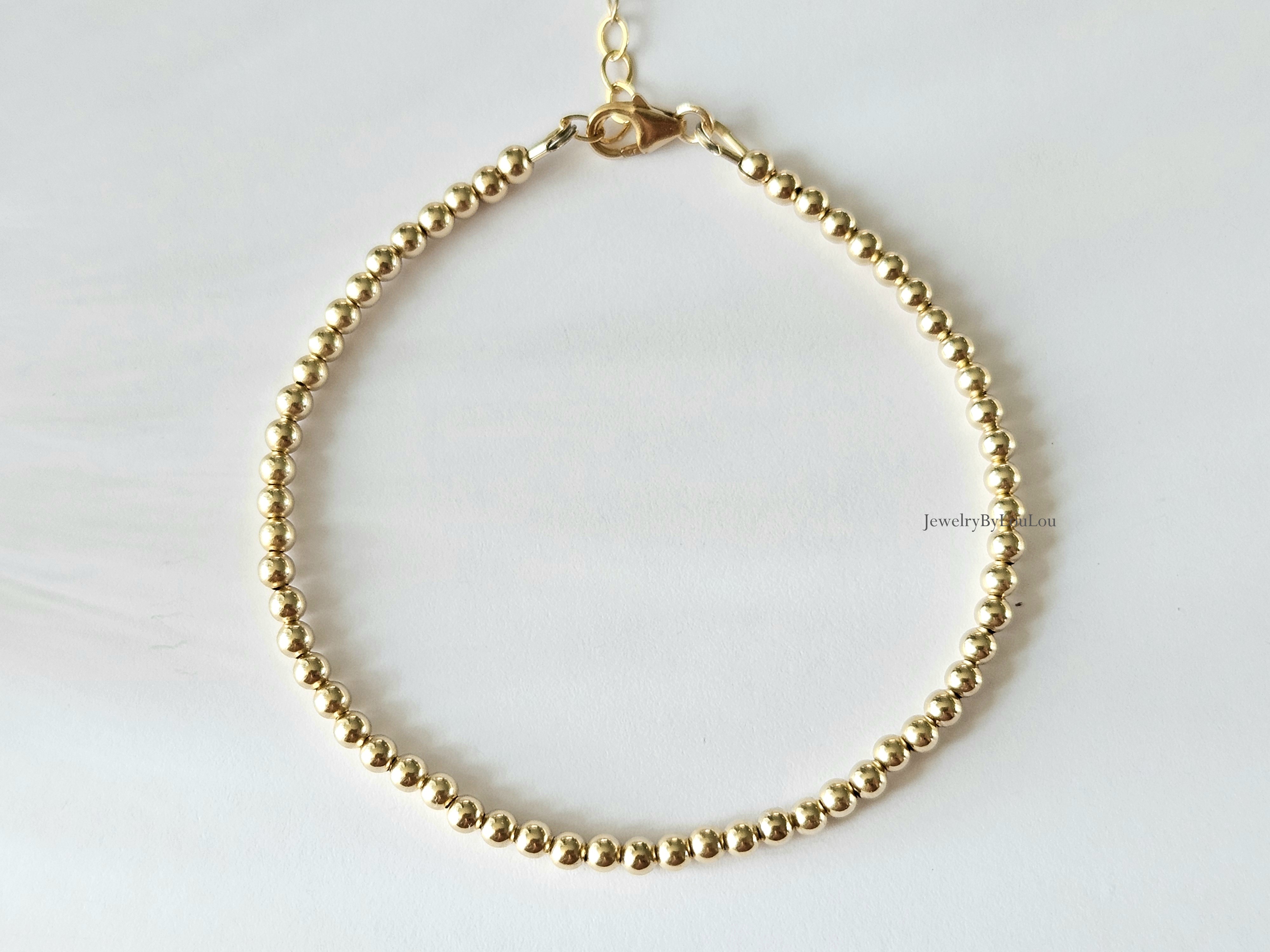 14k Goldfilled kralen armband 3mm, leverbaar met sluiting - elastiek