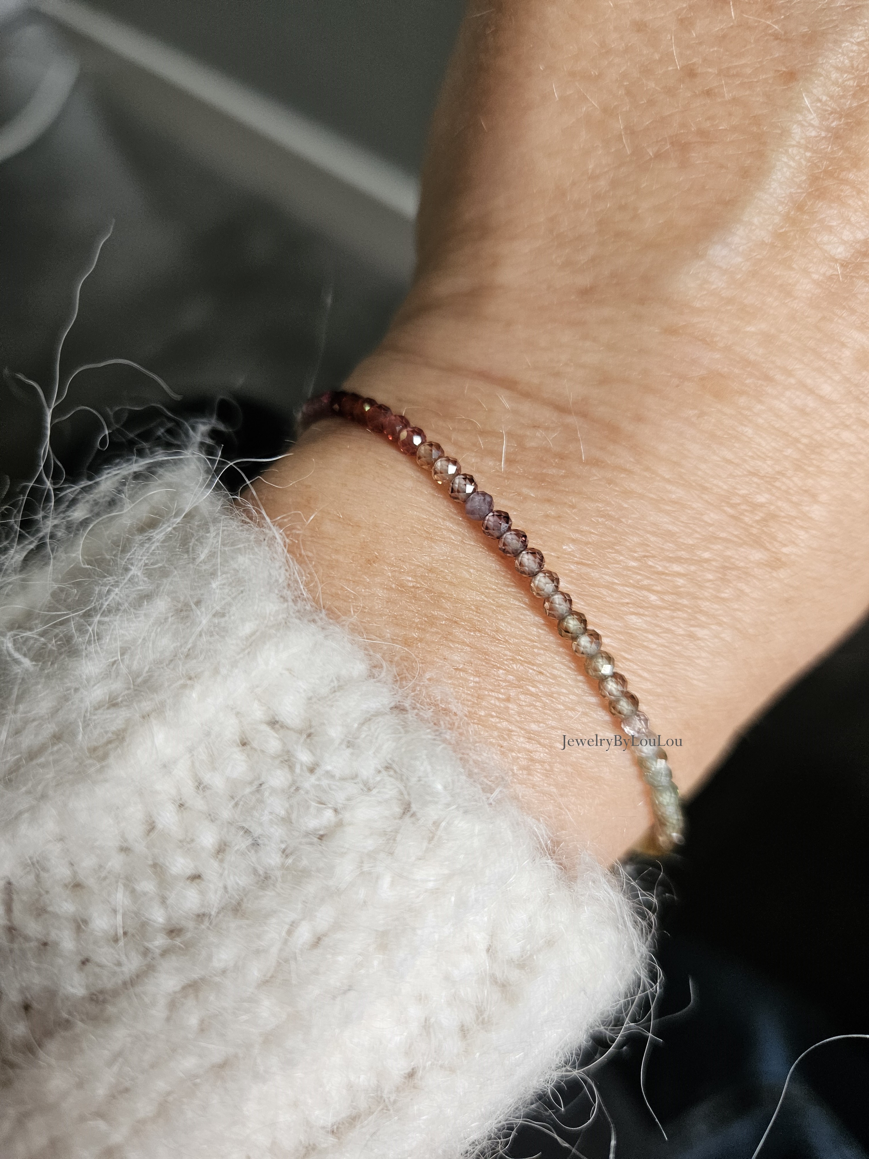 Toendra Saffier edelstenen kralen armband, 14k goldfilled & 925 sterling zilver