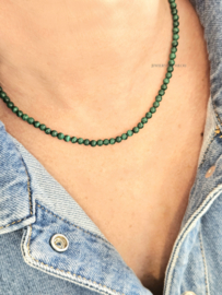 Malachite beaded necklace, 14k goldfilled - 925 sterling silver