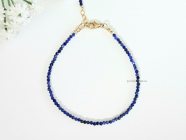Natuurlijke Sodaliet edelstenen kralen armband, 14k goldfilled - 925 sterling zilver