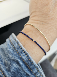 Lapis Lazuli  kralen armband, leverbaar 14k goldfilled - 925 sterling zilver