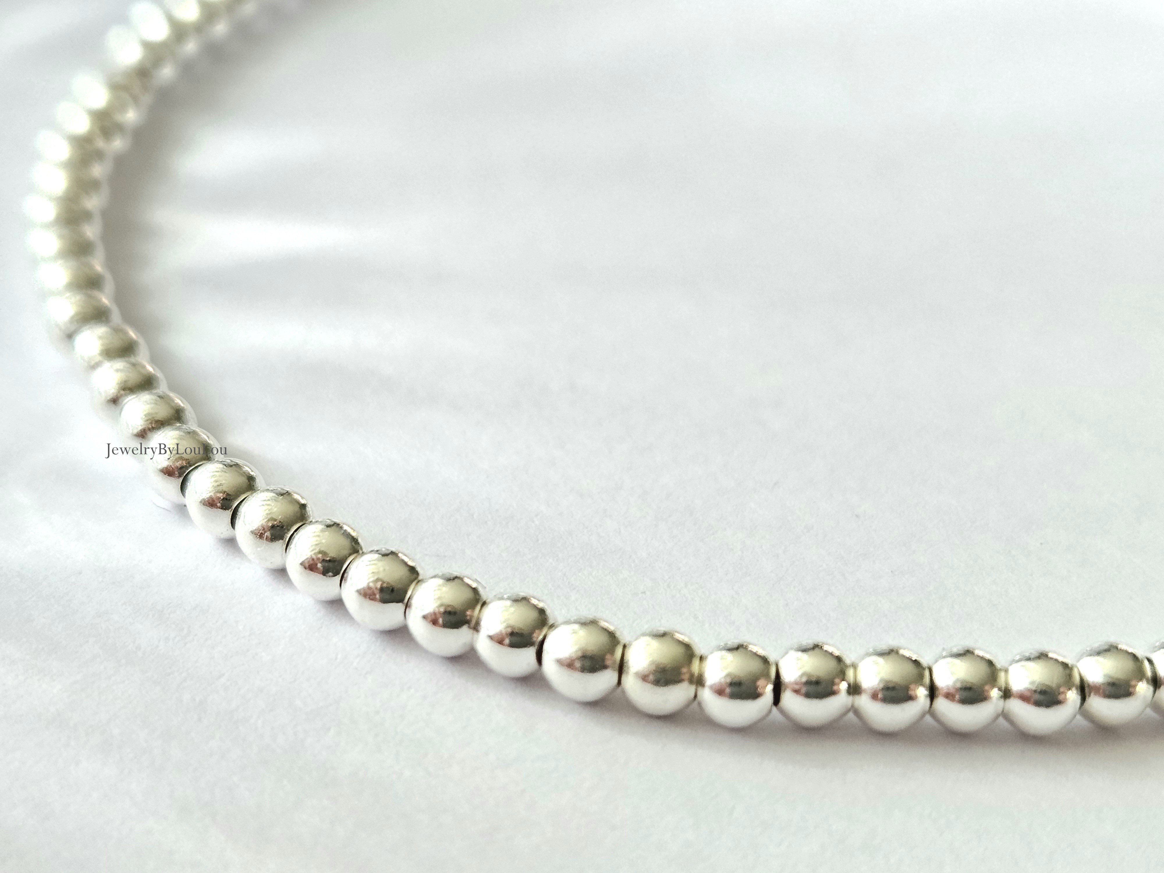 925 sterling zilver kralen armband 2.5mm, leverbaar met sluiting - elastiek